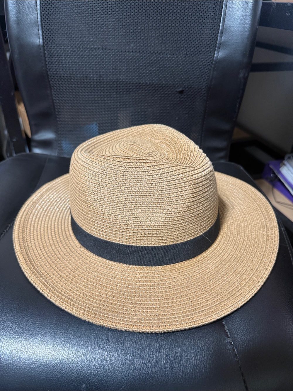Men's Straw Panama Hat with Black Band - Tan Solar Escape